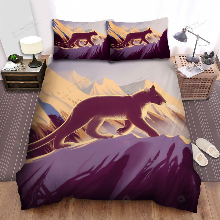 The Wildlife - The Cougar Moving On The Mountain Art Bed Sheets Spread Duvet Cover Bedding Sets