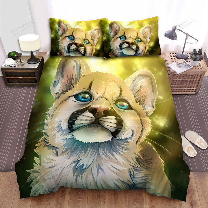 The Wildlife - The Blue Eyes Cougar Art Bed Sheets Spread Duvet Cover Bedding Sets