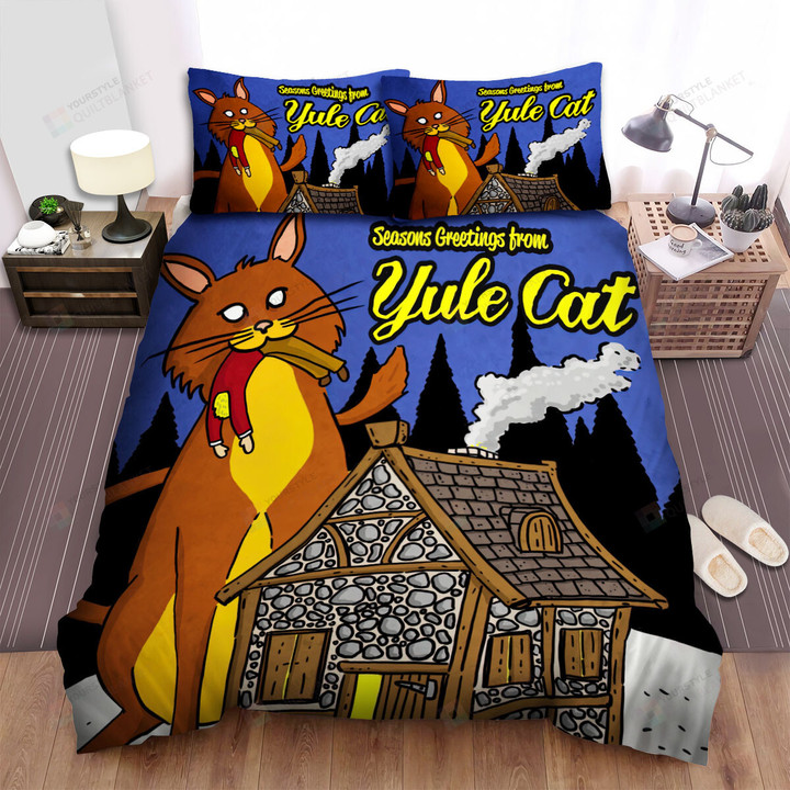 The Christmas Art - Greeting From Yule Cat Bed Sheets Spread Duvet Cover Bedding Sets