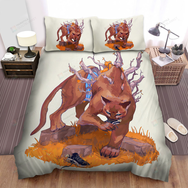 The Wildlife - The Cougar Eating A Sneaker Bed Sheets Spread Duvet Cover Bedding Sets