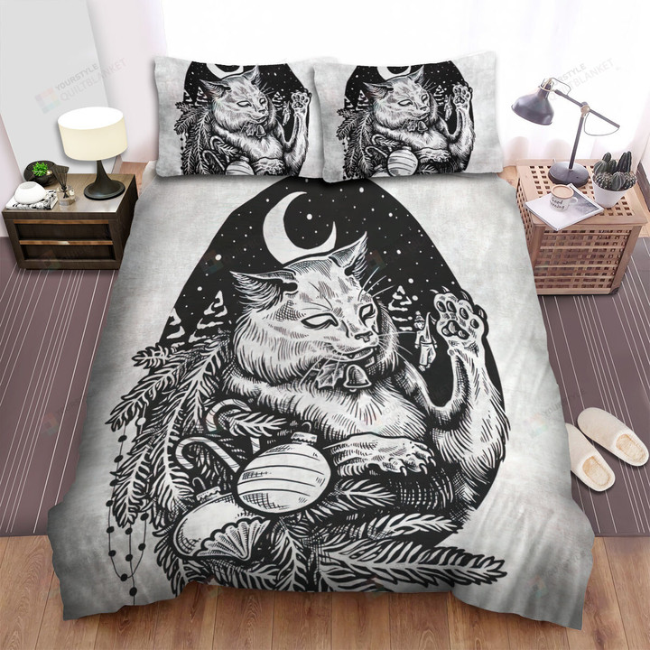 The Christmas Art - Yule Cat And Decoration Ball Bed Sheets Spread Duvet Cover Bedding Sets
