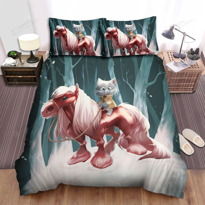 The Wild Creature - The Cat On The Horse Bed Sheets Spread Duvet Cover Bedding Sets