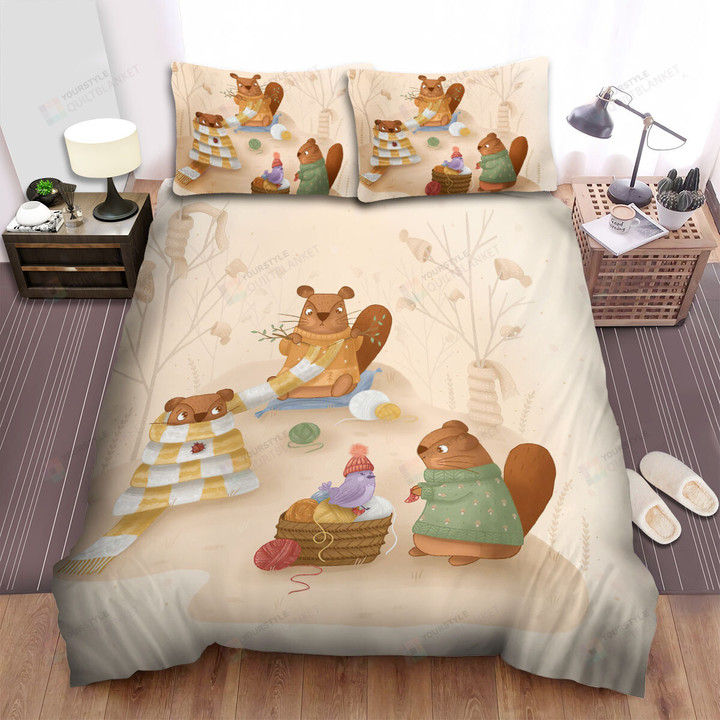 The Wildlife - The Beaver Knitting Art Bed Sheets Spread Duvet Cover Bedding Sets