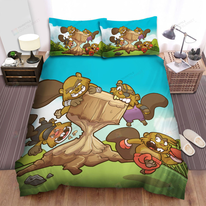The Wildlife - The Beaver Versus On A Tree Bed Sheets Spread Duvet Cover Bedding Sets