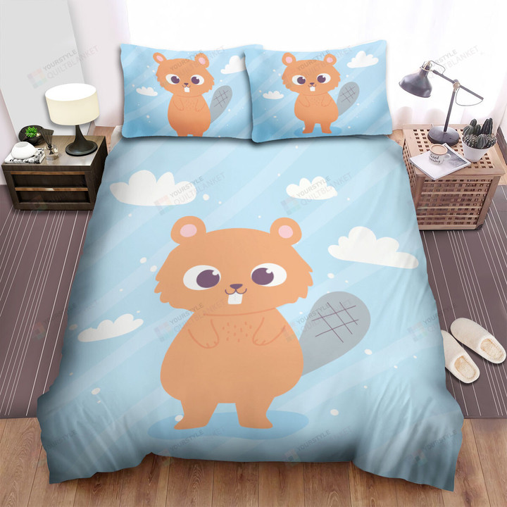 The Wildlife - The Beaver Standing Illustration Bed Sheets Spread Duvet Cover Bedding Sets