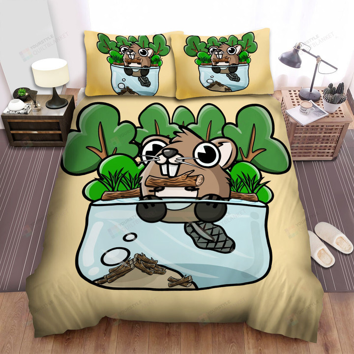 The Wildlife - The Beaver In The Water Pocket Bed Sheets Spread Duvet Cover Bedding Sets