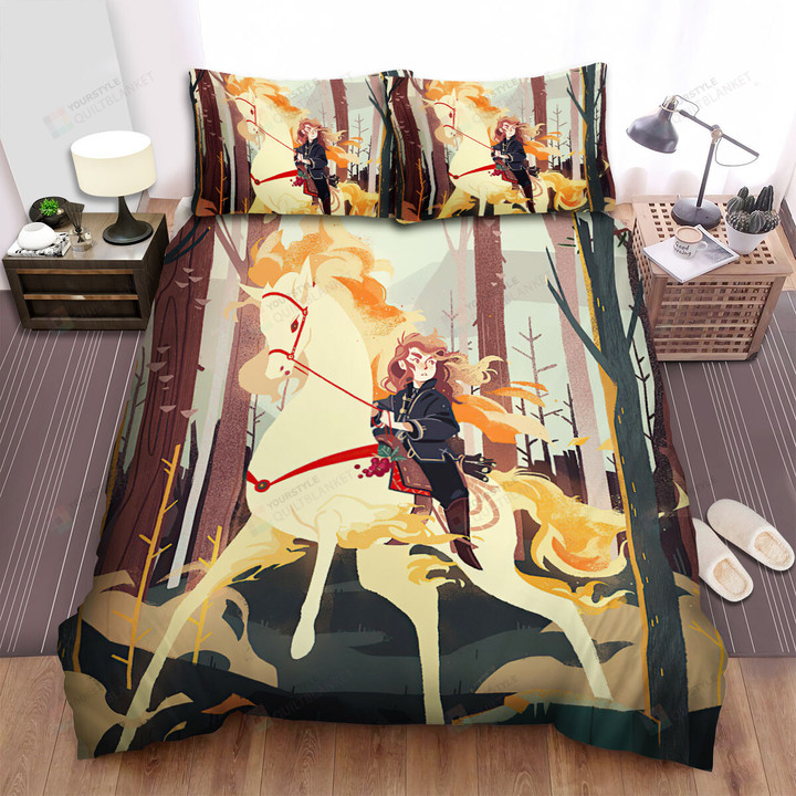 The Natural Animal - Riding On The Flame Horse Into The Wood Bed Sheets Spread Duvet Cover Bedding Sets
