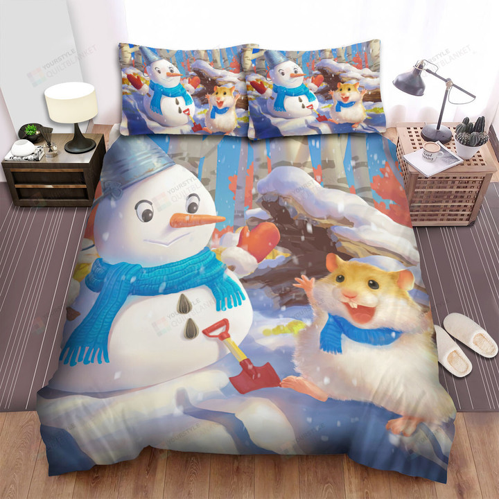 The Cute Animal - The Hamster In The Winter Bed Sheets Spread Duvet Cover Bedding Sets