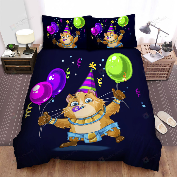 The Cute Animal - The Hamster Celebrating Art Bed Sheets Spread Duvet Cover Bedding Sets