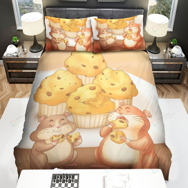 The Rodent - The Hamster Eating Cupcakes Bed Sheets Spread Duvet Cover Bedding Sets