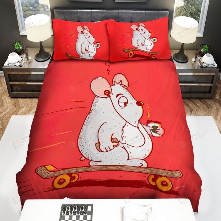 The Rodent - The Hamster On The Skatingboard Bed Sheets Spread Duvet Cover Bedding Sets