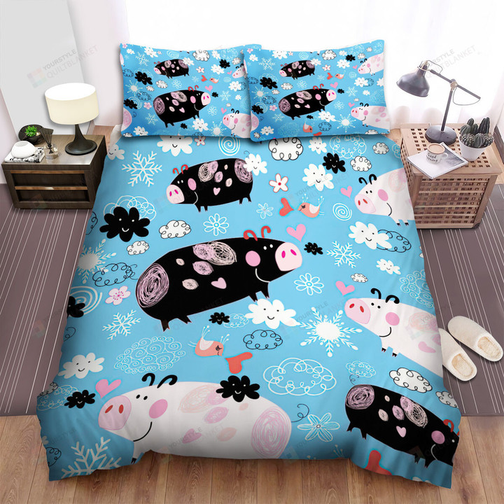 The Cute Animal - The Pig Seamless Pattern Bed Sheets Spread Duvet Cover Bedding Sets