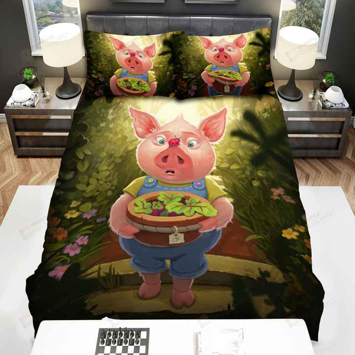 The Pig Harvesting Vegetables Bed Sheets Spread Duvet Cover Bedding Sets