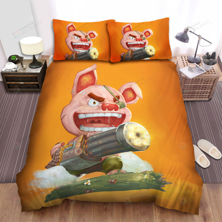 The Cute Animal - A Pig Firing Art Bed Sheets Spread Duvet Cover Bedding Sets