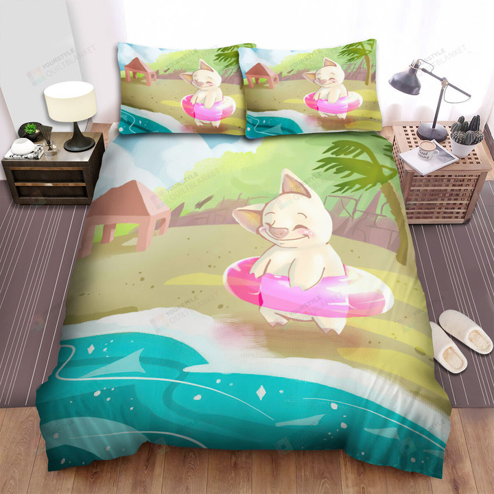 The Pig Wearing A Float Bed Sheets Spread Duvet Cover Bedding Sets