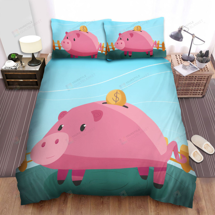 A Coin Into A Pig Bed Sheets Spread Duvet Cover Bedding Sets