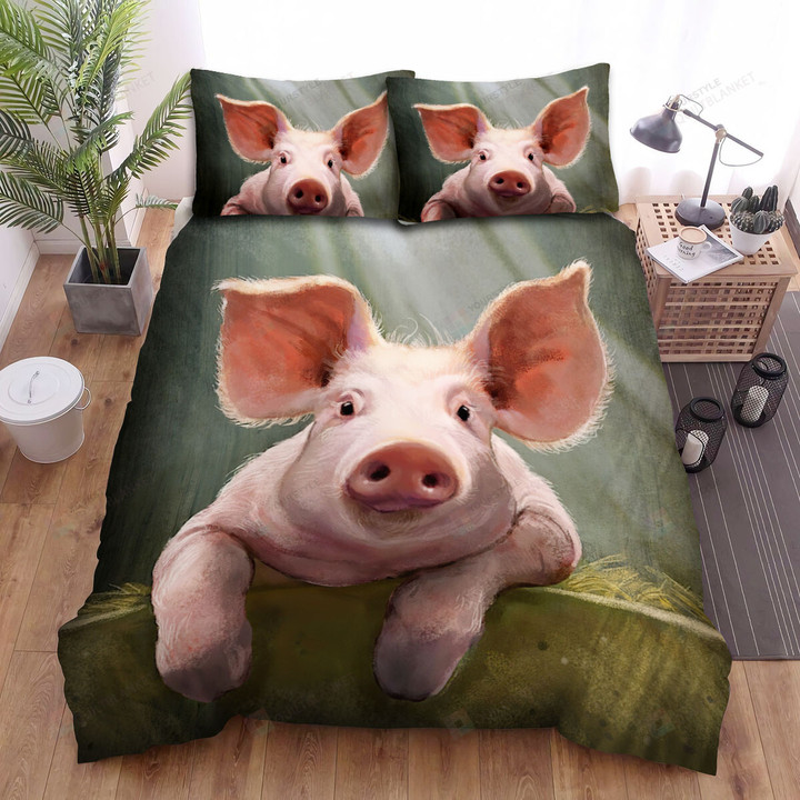 The Pig Hand Drawn Style Flying Bed Sheets Spread Duvet Cover Bedding Sets