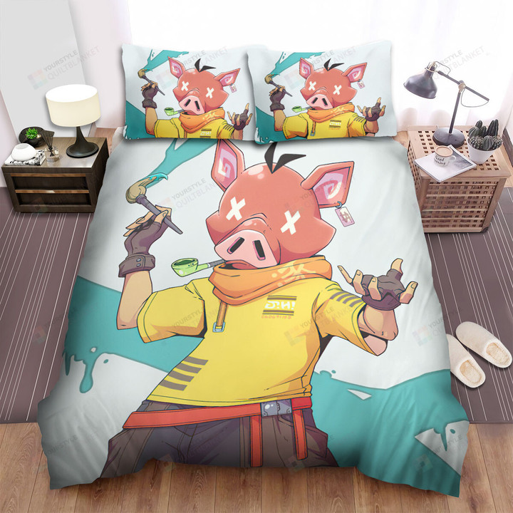The Farm Animal - The Pig Artist Smoking Pipe Bed Sheets Spread Duvet Cover Bedding Sets