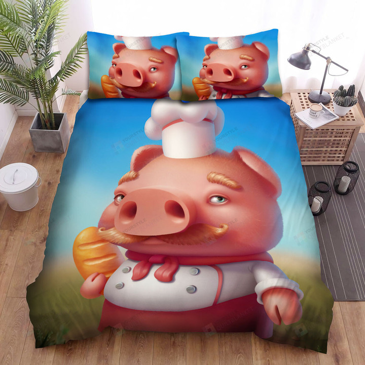 The Farm Animal - The Pig Chef Bed Sheets Spread Duvet Cover Bedding Sets