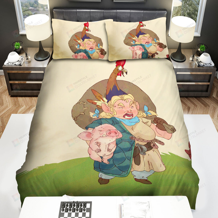 The Farm Animal - The Strong Woman And A Pig Bed Sheets Spread Duvet Cover Bedding Sets