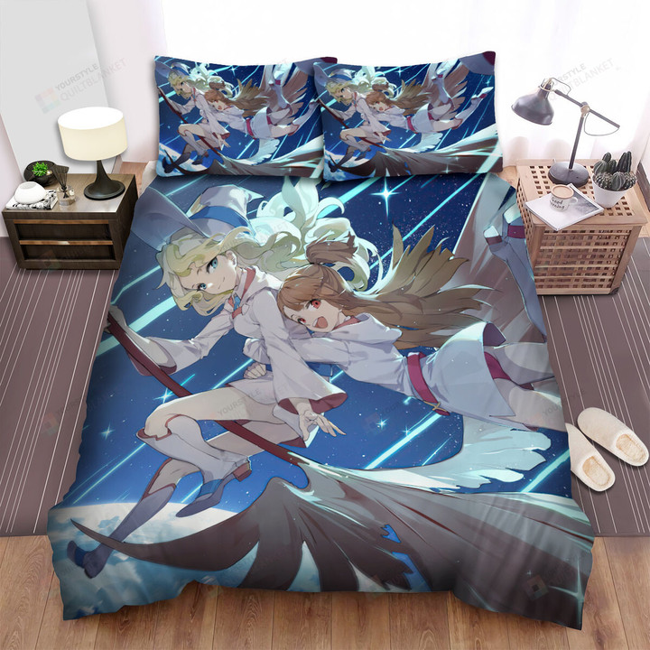 Little Witch Academia Atsuko & Diana Flying In Galaxy Bed Sheets Spread Duvet Cover Bedding Sets