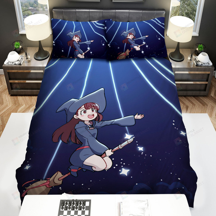 Little Witch Academia Atsuko Kagari & Falling Stars Bed Sheets Spread Duvet Cover Bedding Sets