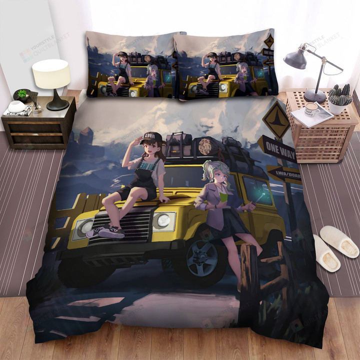 Little Witch Academia Akko & Dian On A Roadtrip Bed Sheets Spread Duvet Cover Bedding Sets