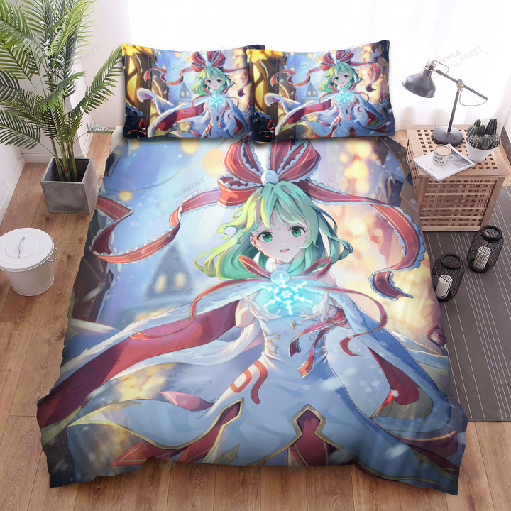 Touhou Kochiya Sanae With Snowflake Bed Sheets Spread Duvet Cover Bedding Sets