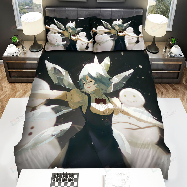 Touhou Cirno Dancing In Snow Bed Sheets Spread Duvet Cover Bedding Sets