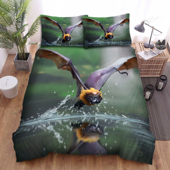 The Wild Animal - The Bat Flying Above The Water Bed Sheets Spread Duvet Cover Bedding Sets