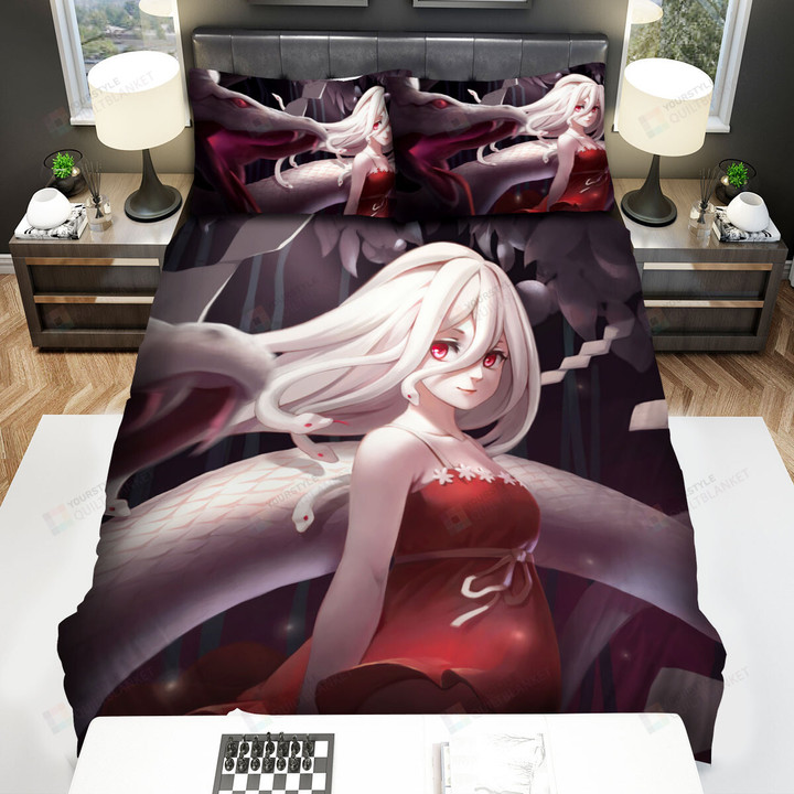 Monogatari Medusa Nadeko With White Snake Bed Sheets Spread Duvet Cover Bedding Sets