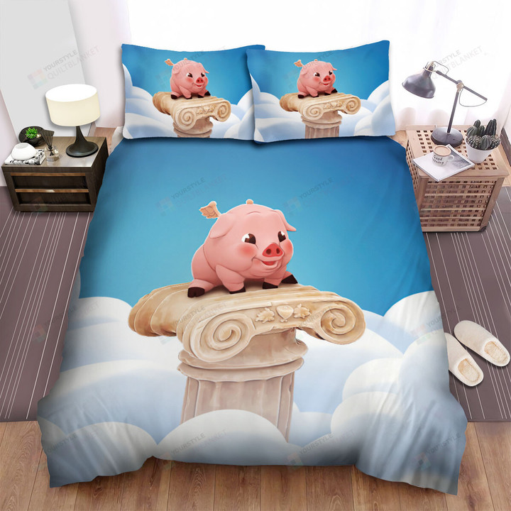 The Farm Animal - The Pig In Heaven Bed Sheets Spread Duvet Cover Bedding Sets