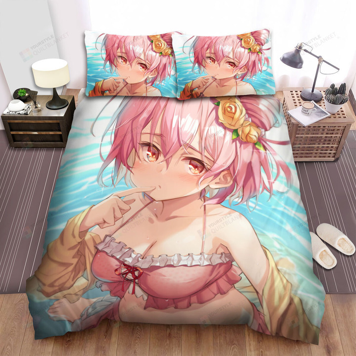 Assault Lily Hitotsuyanagi Riri In Cute Swim Suit Bed Sheets Spread Duvet Cover Bedding Sets