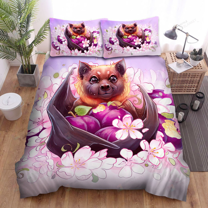 The Wild Animal - The Bat Among White Flowers Bed Sheets Spread Duvet Cover Bedding Sets