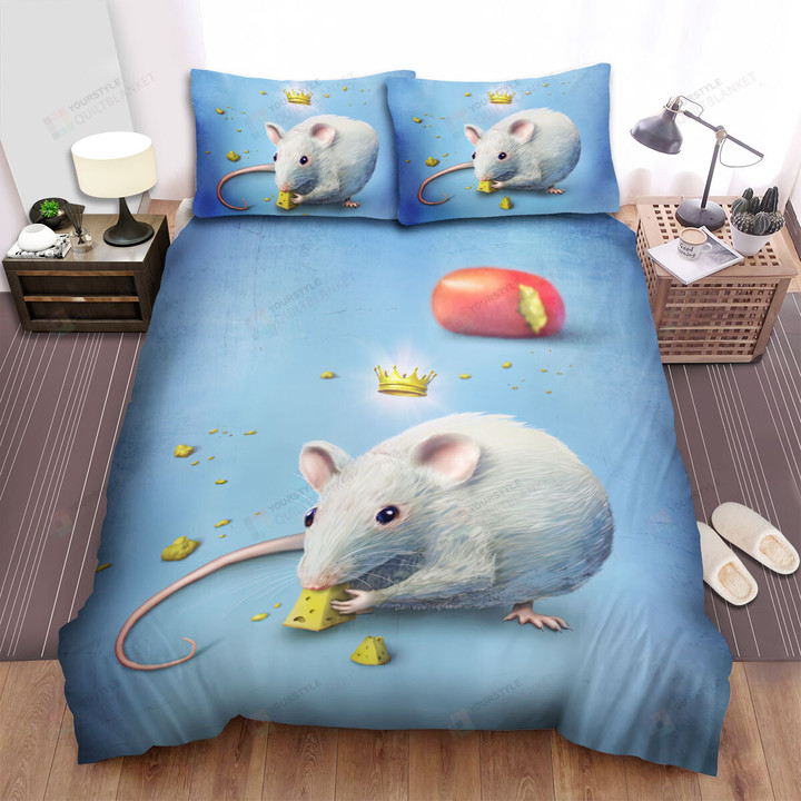 The Wildlife - The White Rat Eating Cheese Bed Sheets Spread Duvet Cover Bedding Sets
