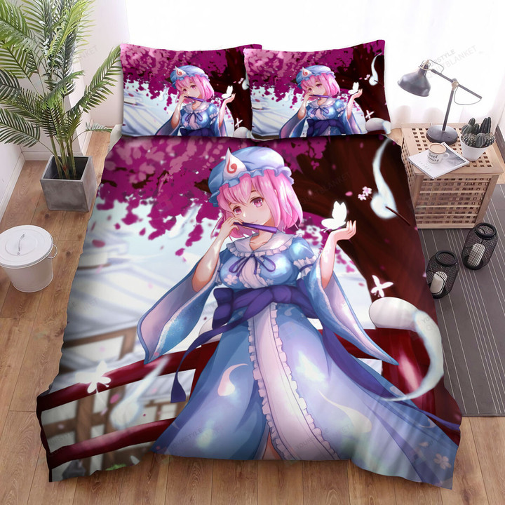 Touhou Saigyouji Yuyuko Under Cherry Blossom Tree Bed Sheets Spread Duvet Cover Bedding Sets