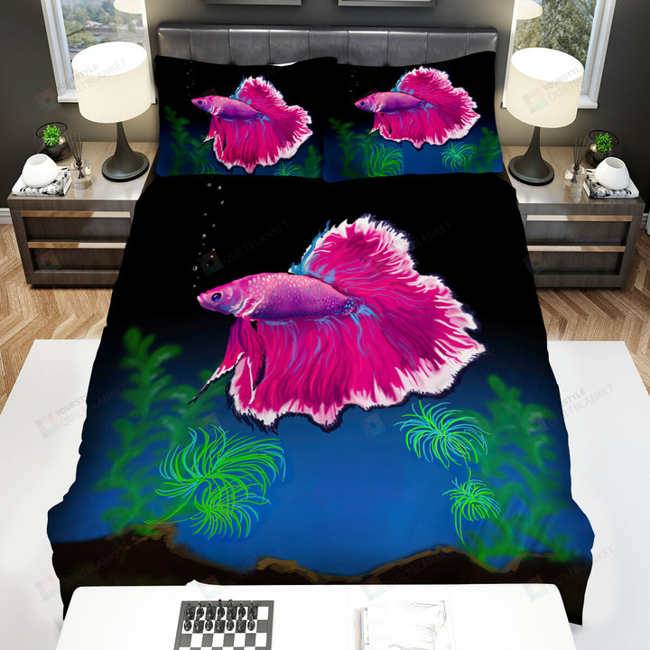 The Pink Betta Swimming Alone Bed Sheets Spread Duvet Cover Bedding Sets