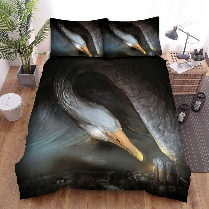 The Farm Animal - The Giant Goose Flying From The Sky Bed Sheets Spread Duvet Cover Bedding Sets