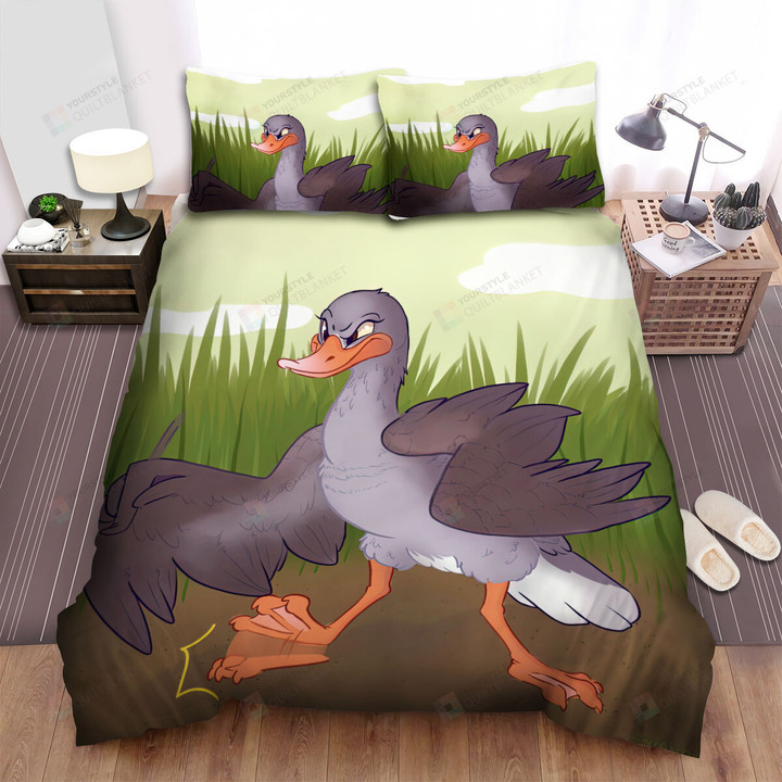 The Farm Animal - The Grey Goose Is Angry Bed Sheets Spread Duvet Cover Bedding Sets