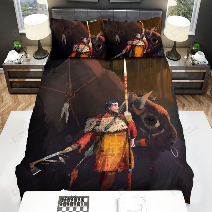 The Wild Animal - The Bison And The Native American Bed Sheets Spread Duvet Cover Bedding Sets