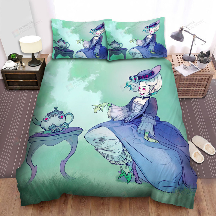 The Farm Animal - The Goose Lady In The Tea Party Bed Sheets Spread Duvet Cover Bedding Sets