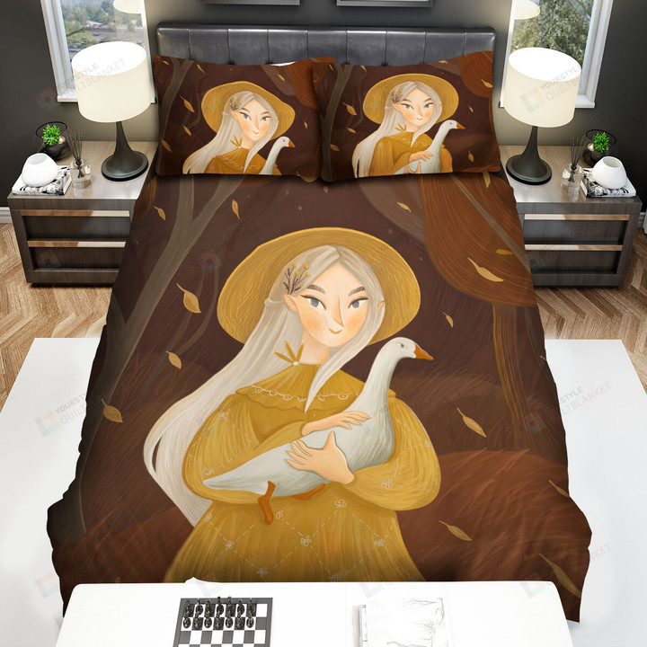 The Lady Carrying A Goose Bed Sheets Spread Duvet Cover Bedding Sets
