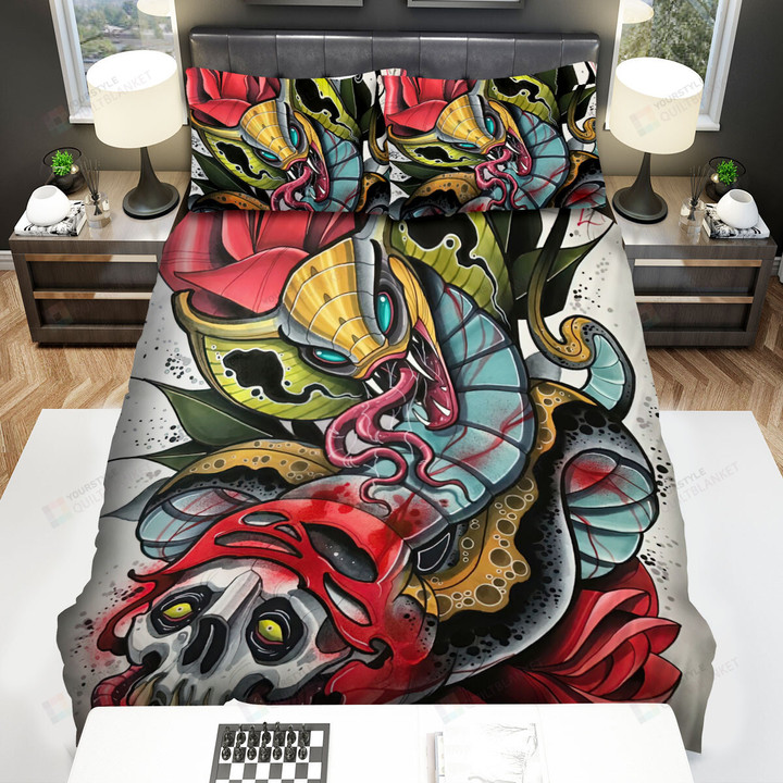 The Wild Animal - The Cobra And Skull Bed Sheets Spread Duvet Cover Bedding Sets