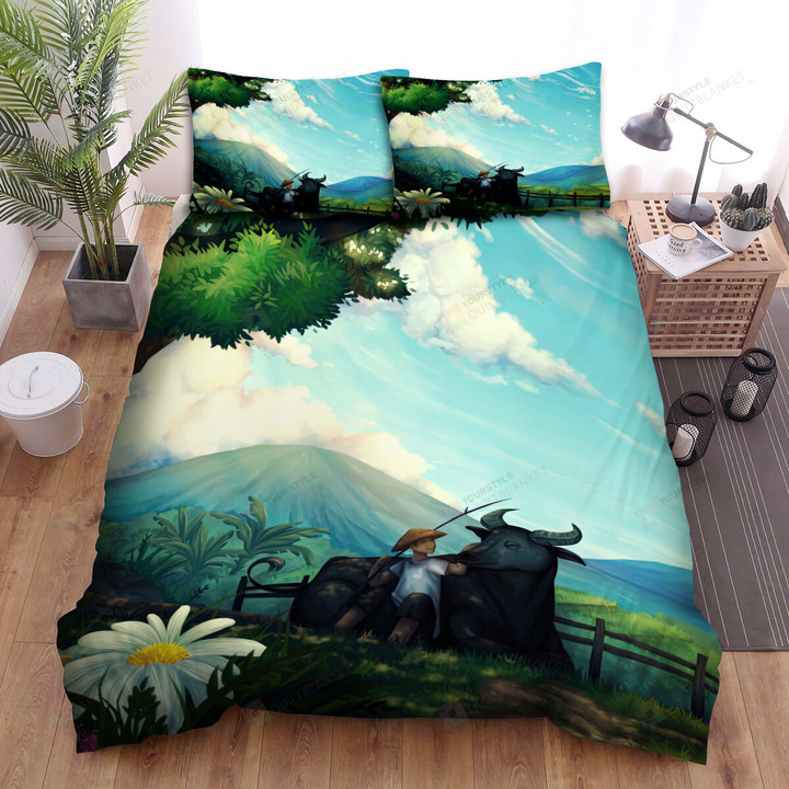 The Buffalo And The Farmer Bed Sheets Spread Duvet Cover Bedding Sets