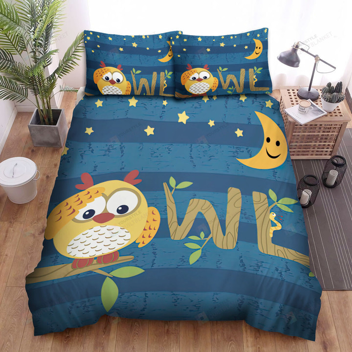 The Wildlife - The Owl Under The Moon Bed Sheets Spread Duvet Cover Bedding Sets