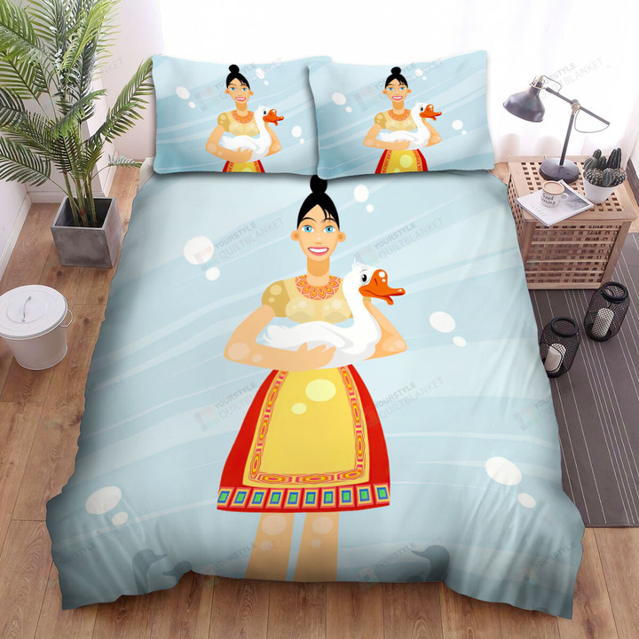 Carrying A Goose Bed Sheets Spread Duvet Cover Bedding Sets