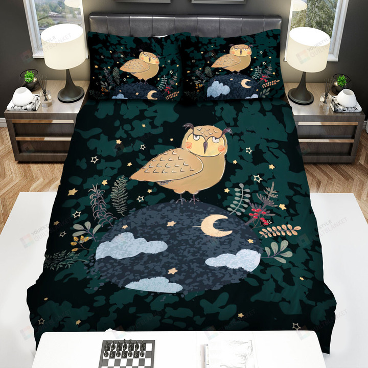 The Wildlife - The Owl Standing On The Night Global Bed Sheets Spread Duvet Cover Bedding Sets