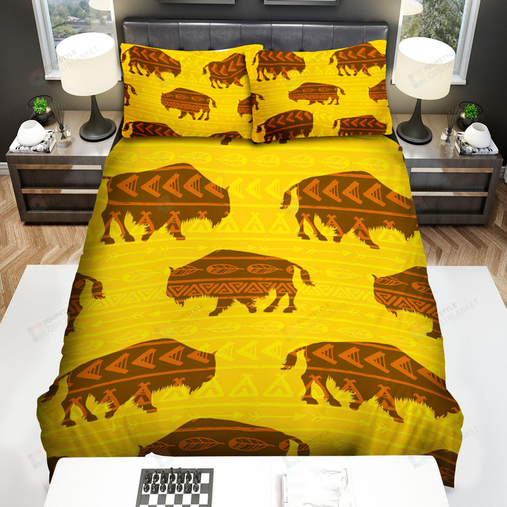The Wild Animal - The Bison Seamless Pattern Vector Art Bed Sheets Spread Duvet Cover Bedding Sets
