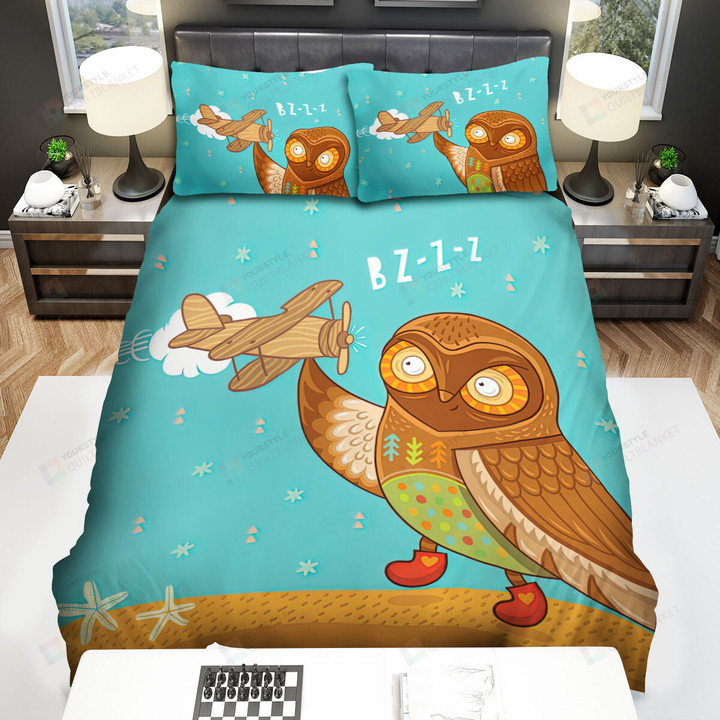 The Wildlife - The Owl Playing With A Wooden Toy Bed Sheets Spread Duvet Cover Bedding Sets