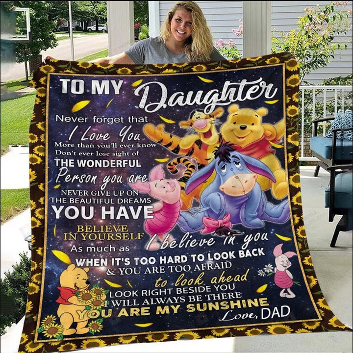 To My Daughter Never Forget That I Love You Winnie The Pooh Sherpa Fleece Blanket
